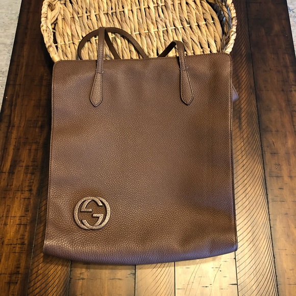 Gucci large tote bag. Brown leather. Authentic! - Picture 6 of 10